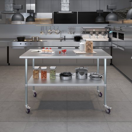 Amgood 30x60 Rolling Prep Table with Stainless Steel Top AMG WT-3060-WHEELS